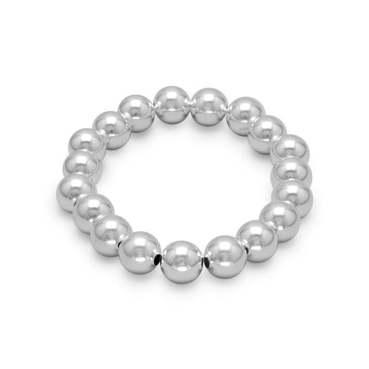 7" 10mm Sterling Silver Bead Stretch Bracelet freeshipping - Higher Class Elegance