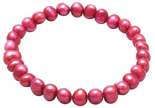 Red Cultured Freshwater Pearl Stretch Bracelet freeshipping - Higher Class Elegance