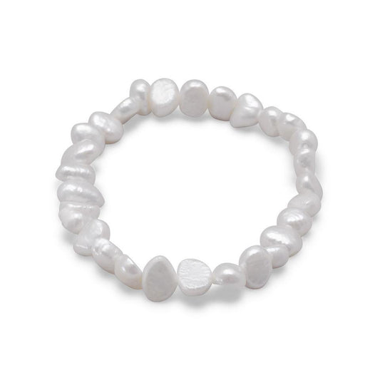 White Cultured Freshwater Pearl Stretch Bracelet freeshipping - Higher Class Elegance