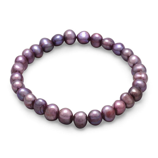 Plum Cultured Freshwater Pearl Stretch Bracelet freeshipping - Higher Class Elegance
