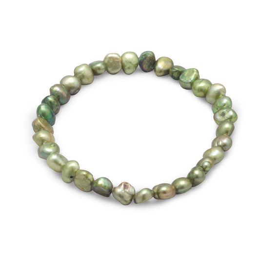 Green Cultured Freshwater Pearl Stretch Bracelet freeshipping - Higher Class Elegance