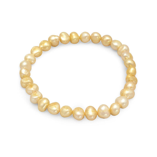 Yellow Cultured Freshwater Pearl Stretch Bracelet freeshipping - Higher Class Elegance