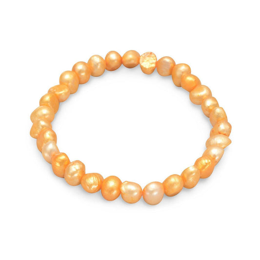 Orange Cultured Freshwater Pearl Stretch Bracelet freeshipping - Higher Class Elegance