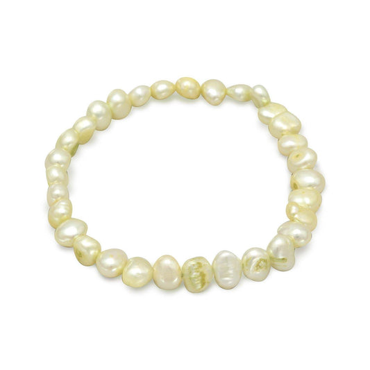 Lime Green Cultured Freshwater Pearl Stretch Bracelet freeshipping - Higher Class Elegance