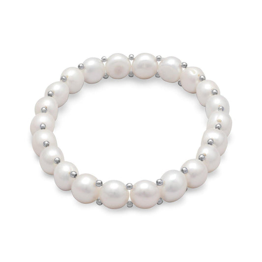 Cultured Freshwater Button Pearl Stretch Bracelet freeshipping - Higher Class Elegance