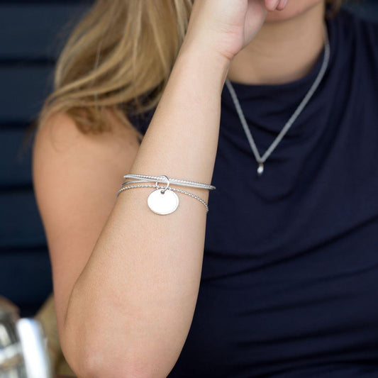 4 Bangle Bracelets with an Oval Tag freeshipping - Higher Class Elegance