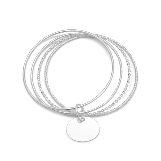 4 Bangle Bracelets with an Oval Tag freeshipping - Higher Class Elegance