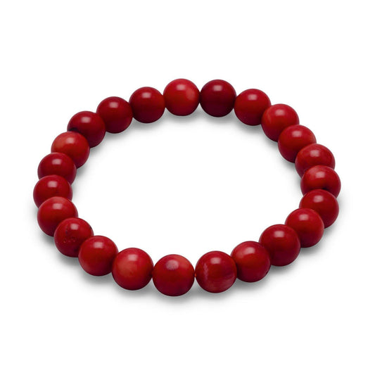 Red Coral Bead Stretch Bracelet freeshipping - Higher Class Elegance
