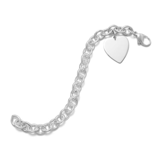 7.5" Cable Bracelet with 21mm Heart freeshipping - Higher Class Elegance