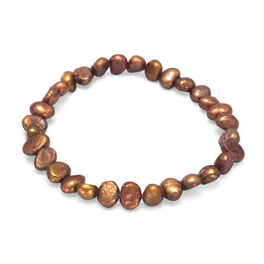 Bronze Cultured Freshwater Pearl Stretch Bracelet freeshipping - Higher Class Elegance