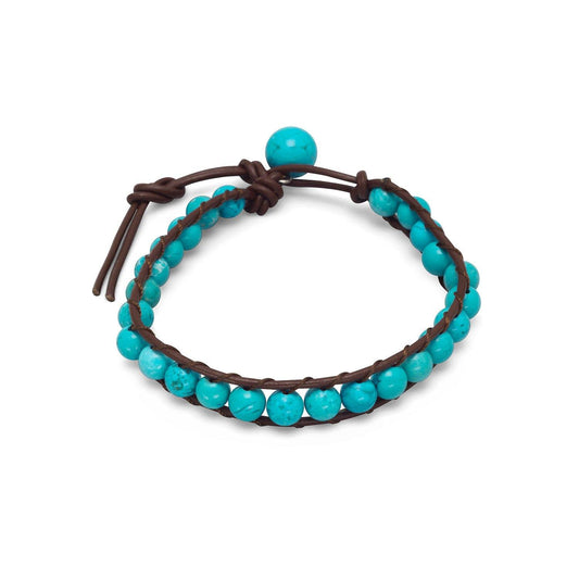 7"+1" Leather and Magnesite Bracelet freeshipping - Higher Class Elegance