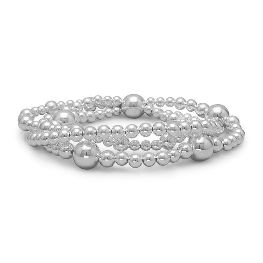 8" Triple Strand Silver Bead Bracelet freeshipping - Higher Class Elegance