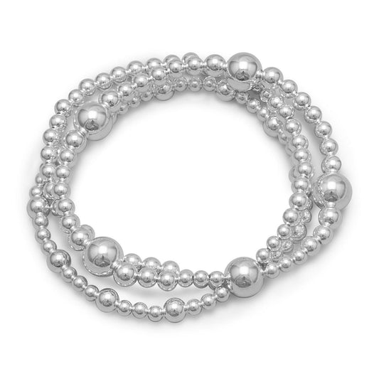 8" Triple Strand Silver Bead Bracelet freeshipping - Higher Class Elegance