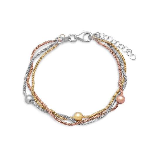 Tri Tone Multistrand Popcorn Chain Bracelet freeshipping - Higher Class Elegance