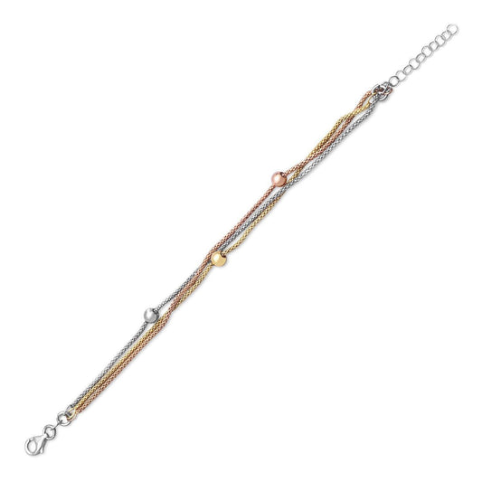 Tri Tone Multistrand Popcorn Chain Bracelet freeshipping - Higher Class Elegance