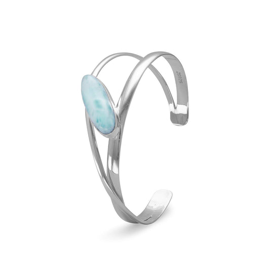Large Oblong Larimar Cuff Bracelet freeshipping - Higher Class Elegance