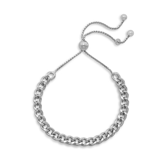 Rhodium Plated Curb Chain Bolo Bracelet freeshipping - Higher Class Elegance