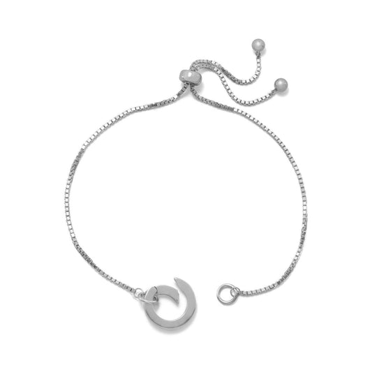 Rhodium Plated Adjustable Circle Hinge Charm Capable Bolo Bracelet freeshipping - Higher Class Elegance