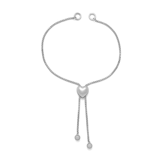 Rhodium Plated Adaptable Heart Box Chain Bolo Bracelet freeshipping - Higher Class Elegance