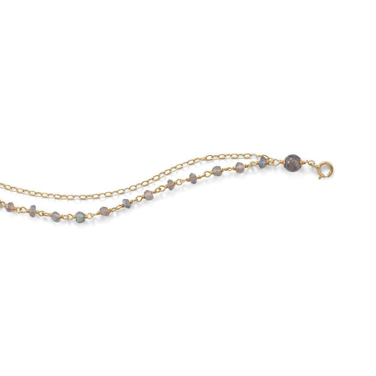 Double Strand 14 Karat Gold Plated Labradorite Beaded Bracelet freeshipping - Higher Class Elegance
