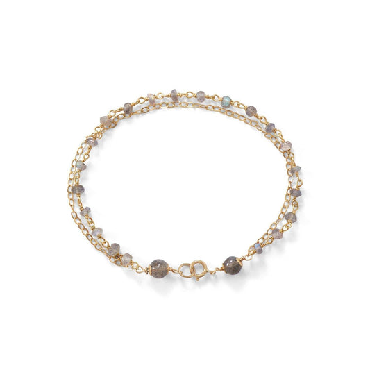 Double Strand 14 Karat Gold Plated Labradorite Beaded Bracelet freeshipping - Higher Class Elegance