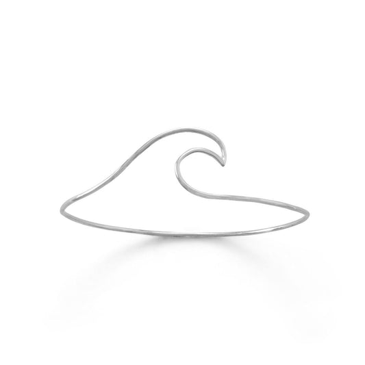 Rhodium Plated Wave Bangle freeshipping - Higher Class Elegance