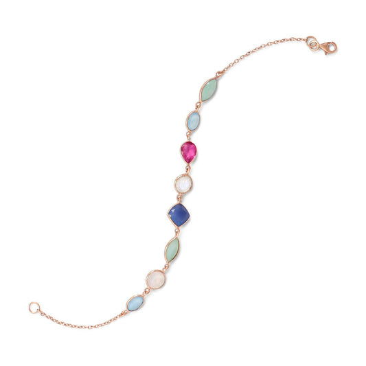 14 Karat Rose Gold Plated Multi Gemstone Bracelet freeshipping - Higher Class Elegance