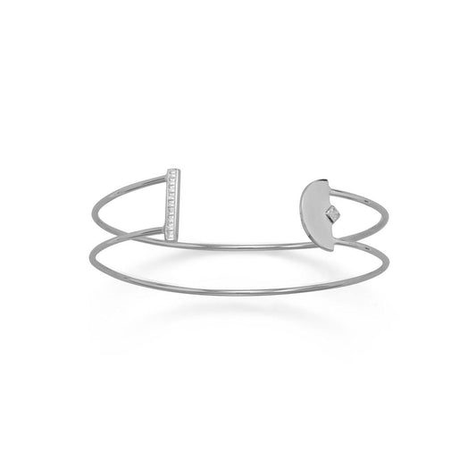 CZ Double Row Cuff Bracelet freeshipping - Higher Class Elegance