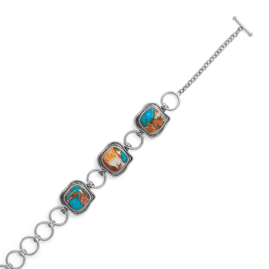 Spiny Oyster and Turquoise Toggle Bracelet freeshipping - Higher Class Elegance