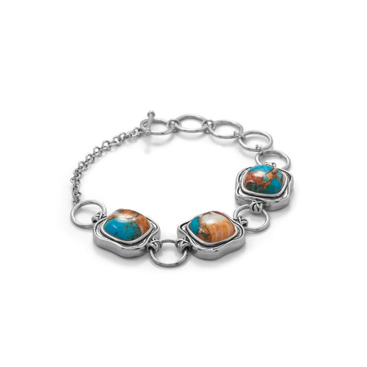 Spiny Oyster and Turquoise Toggle Bracelet freeshipping - Higher Class Elegance