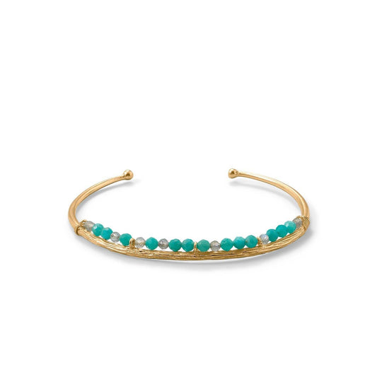 14 Karat Gold Plated Amazonite and Labradorite Cuff freeshipping - Higher Class Elegance