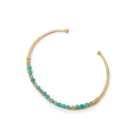 14 Karat Gold Plated Amazonite and Labradorite Cuff freeshipping - Higher Class Elegance