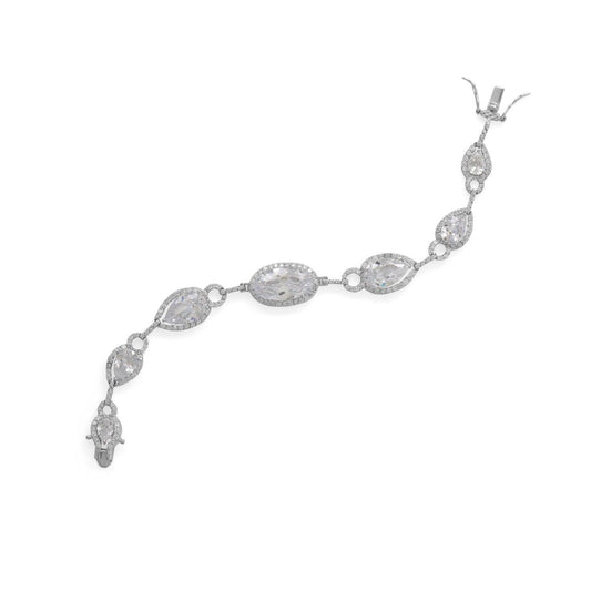 8" Rhodium Plated Pear and Oval CZ Bracelet freeshipping - Higher Class Elegance