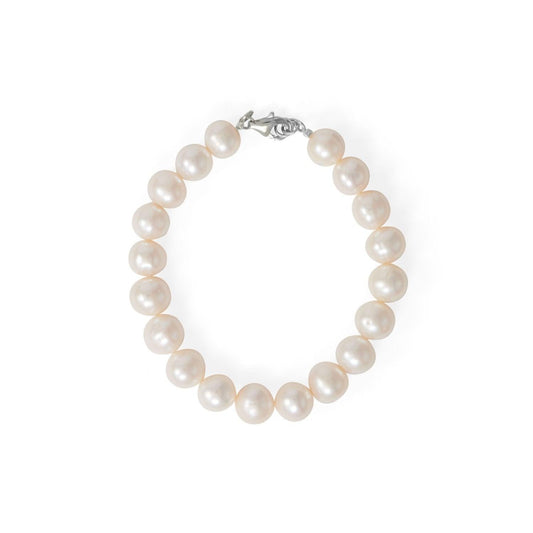 8" Rhodium Plated Cultured Freshwater Pearl Bracelet freeshipping - Higher Class Elegance