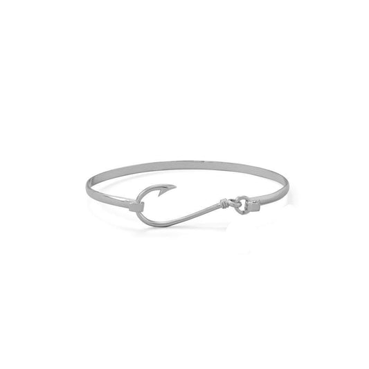 Rhodium Plated Fish Hook Bangle freeshipping - Higher Class Elegance