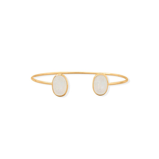 14 Karat Gold Plated Rainbow Moonstone Cuff Bracelet freeshipping - Higher Class Elegance