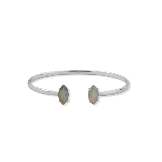 Rhodium Plated Marquis Labradorite Cuff Bracelet freeshipping - Higher Class Elegance