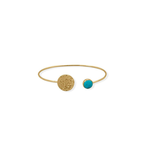Turquoise and Hammered Disk Cuff Bracelet freeshipping - Higher Class Elegance