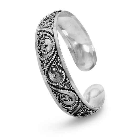 Oxidized Beaded Filigree Design Oval Cuff freeshipping - Higher Class Elegance