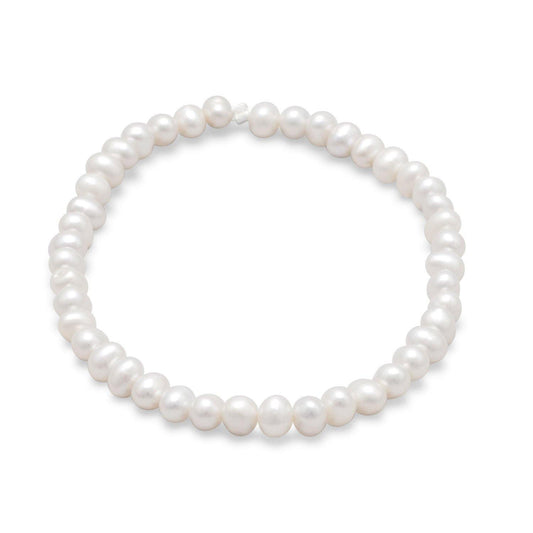 White Cultured Freshwater Pearl Stretch Bracelet freeshipping - Higher Class Elegance