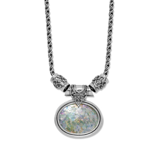 18" Large Oval Roman Glass Necklace freeshipping - Higher Class Elegance