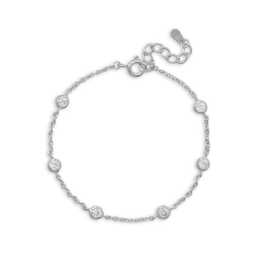 7"+1" Rhodium Plated 6 Bezel Set CZ Bracelet freeshipping - Higher Class Elegance