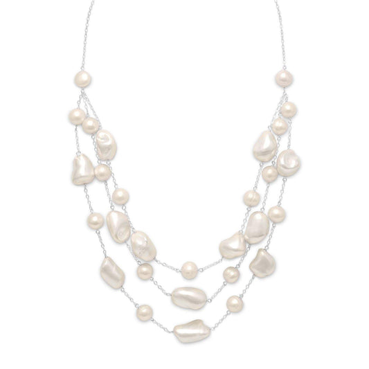 16"+2" Extension Graduated Shell and Cultured Freshwater Pearl Necklace freeshipping - Higher Class Elegance