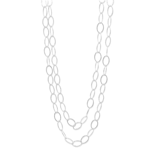 60" Hammered Oval Link Necklace freeshipping - Higher Class Elegance
