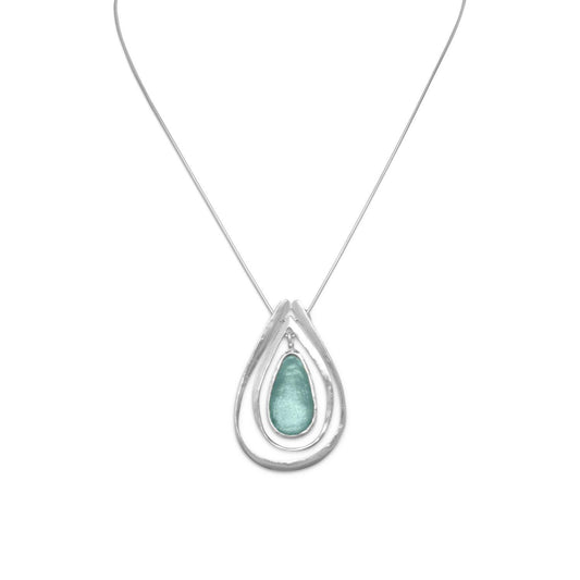 18" Necklace with Ancient Roman Glass and Cut Out Design Pendant freeshipping - Higher Class Elegance