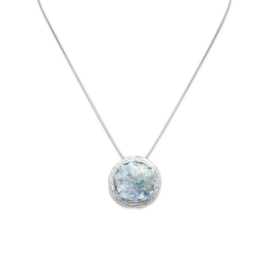 18" Textured Edge Ancient Roman Glass Necklace freeshipping - Higher Class Elegance