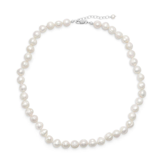 18"+2" Extension White Cultured Freshwater Pearl Necklace freeshipping - Higher Class Elegance