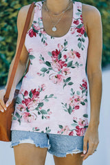Casual Floral Print Racerback Tank - Higher Class Elegance