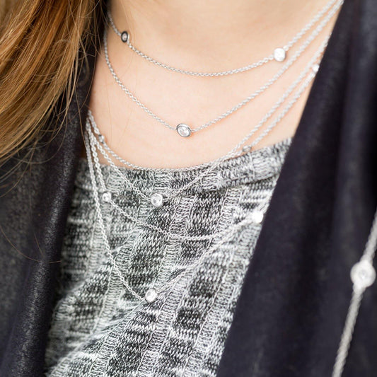 16"+2" Extension Rhodium Plated Multistrand Graduated Necklace with CZs freeshipping - Higher Class Elegance