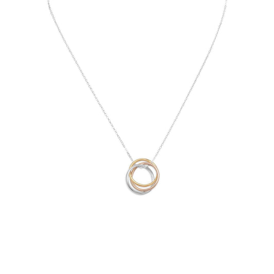 16" Necklace with Tri Tone Rings freeshipping - Higher Class Elegance